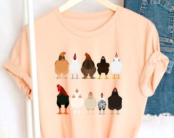 Chicken and rooster Tshirt Gift For Chicken, Farm Life Shirt,Farm Animal Tee,Chicken Lady Shirt,Funny Chicken Shirt,Chickens