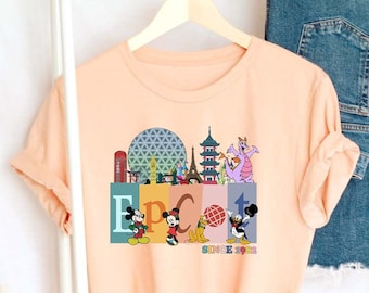 Retro Disney Epcot Shirt,World Traveler Shirt,Epcot Since 1982,Vintage Disney Shirt,Mickey and Friends Tee Disney Epcot Shirt,Epcot Trip Tee