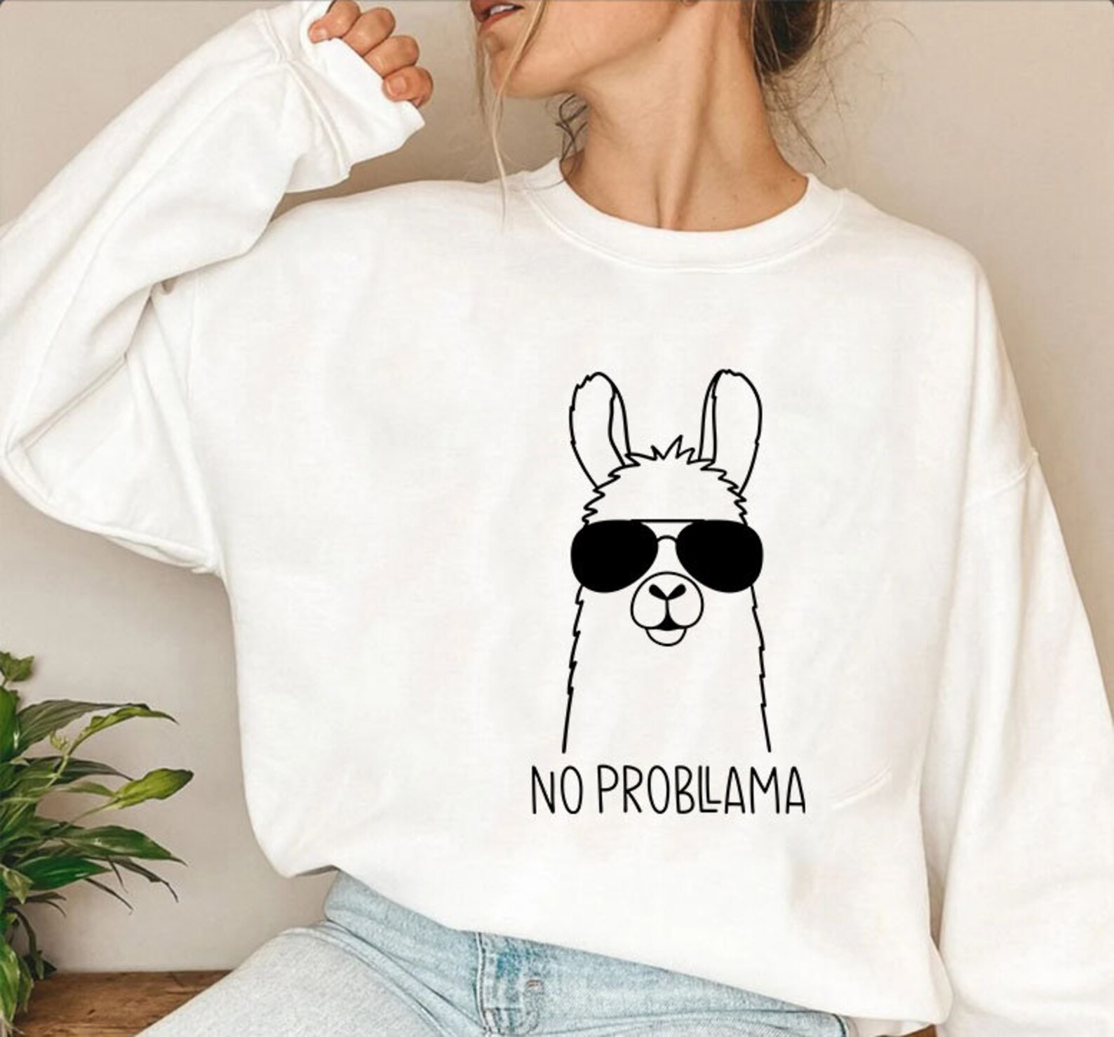 No Probllama Sweatshirt, Llama Lover Shirt,no Probllama Tshirt, Llama T ...