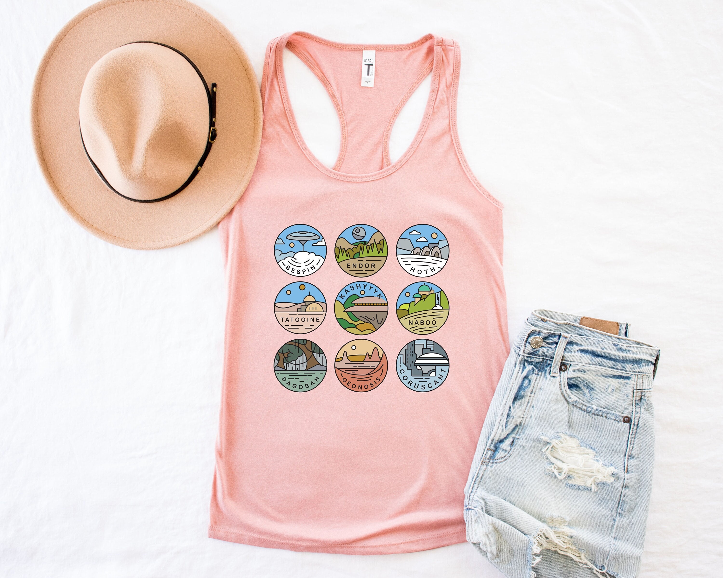 Planets Tank Top,Gifts for Boyfriend,Star Wars Planets Simple shirt,Trendy Graphic Tees,Simple Galaxy Shirt,Unisex Shirts