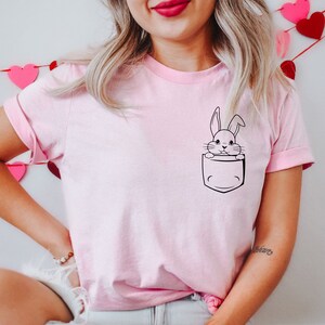 Pocket Bunny Shirt,Rabbit Shirt,Bunny Shirt, Pocket Easter Bunny Shirt, Rabbit Lover Shirt, Easter Shirt, Cute Bunny Shirt,Animal shirt