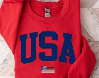 Sudadera del 4 de julio, camiseta de EE. UU., 4 de julio para mujer, camiseta de Estados Unidos, 4 de julio, camiseta patriótica, rojo, blanco y azul, jersey del 4 de julio