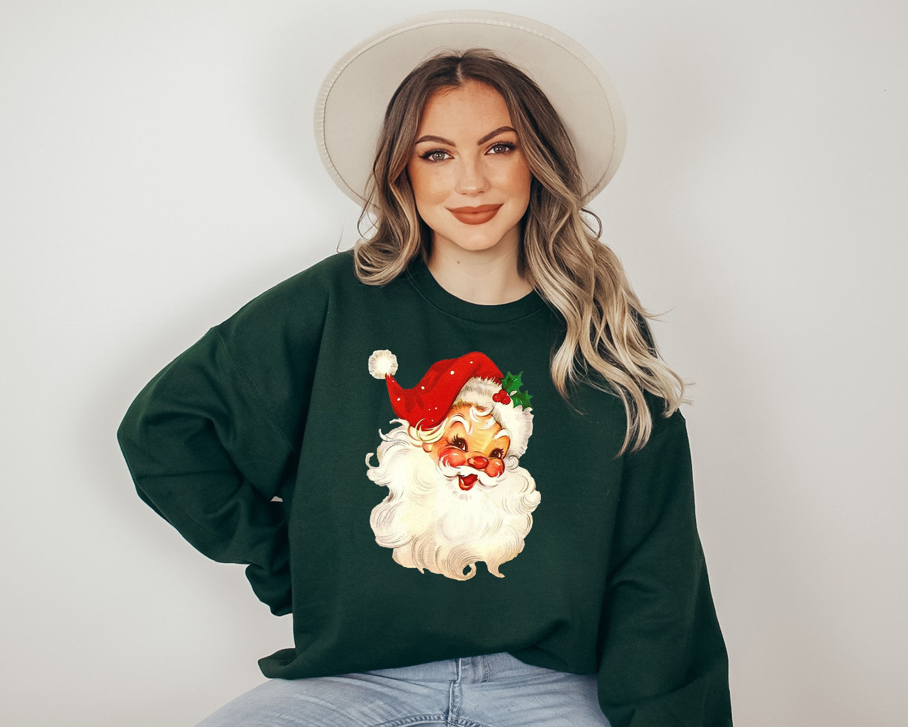 Retro Christmas Santa Sweatshirt,retro Santa Hat Sweater,vintage Santa ...