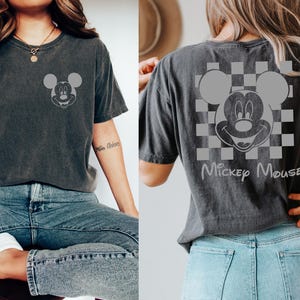 Komfort Farben Retro Minnie T Shirt, Minnie Maus T-Shirt, Kariertes Disney Sweatshirt, Disney Girl Trip Shirt, Disney T-Shirt, Classic Disney Bild 5