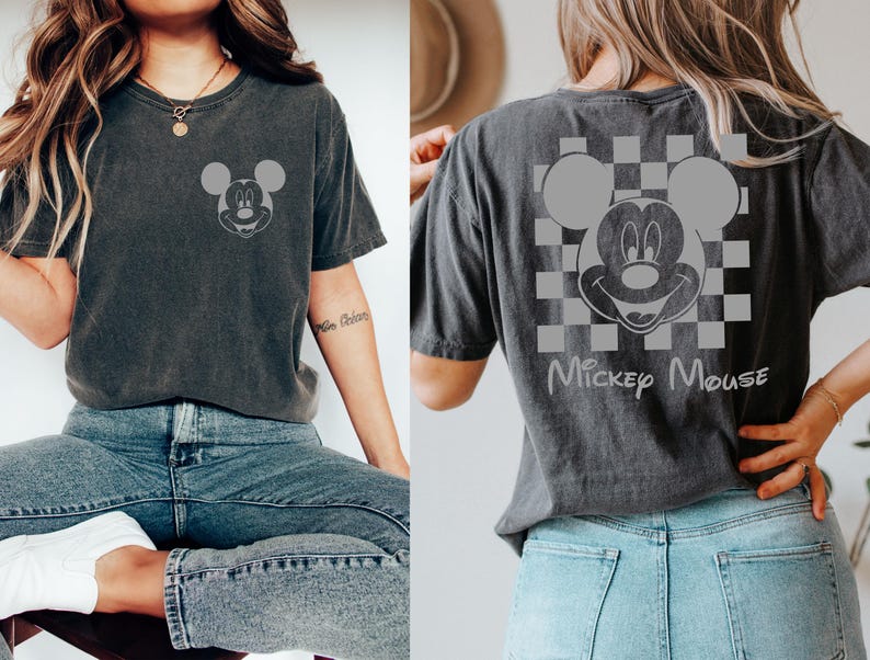 Komfort Farben Retro Minnie T Shirt, Minnie Maus T-Shirt, Kariertes Disney Sweatshirt, Disney Girl Trip Shirt, Disney T-Shirt, Classic Disney Bild 5
