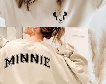Vintage Minnie Sweater,Back and Front design, Disney Crewneck Sweatshirt, Disney Trips Sweatshirt, Disneyland Shirt, Family Disney Shirt,
