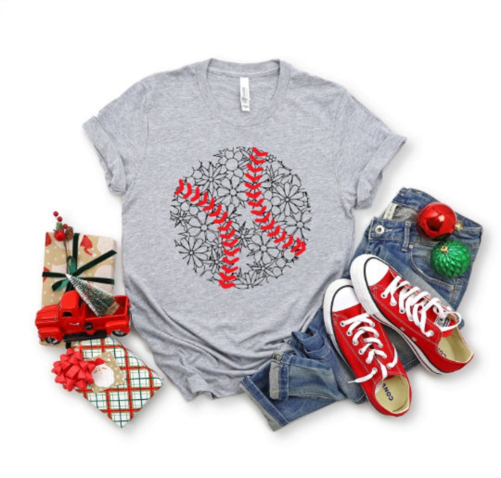 Peckshirt Custom Floral Baseball Tshirt,Baseball Lover Sweatshirt,Basketball Mom Tshirt,Love Baseball Shirt,Floral Baseball Tee