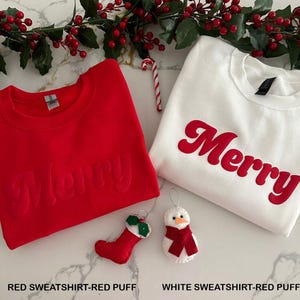 Felpa allegra con stampa a sbuffo, felpa natalizia, maglione per le feste, felpa allegra, regalo di Natale, buon Natale, maglietta natalizia per donna,