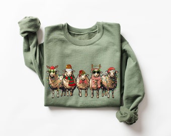 【foufou】“sheep is coming to town” jumper Sheep Christmas Light Sweatshirt,christmas Sheeps Sweater