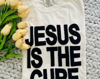 Comfort Colors Puff Jesus Shirt, Jesus Tshirt, Christian T-Shirt Christmas Gift, Church Outfit, Bible Study Tee, Womens Christian T Shirts