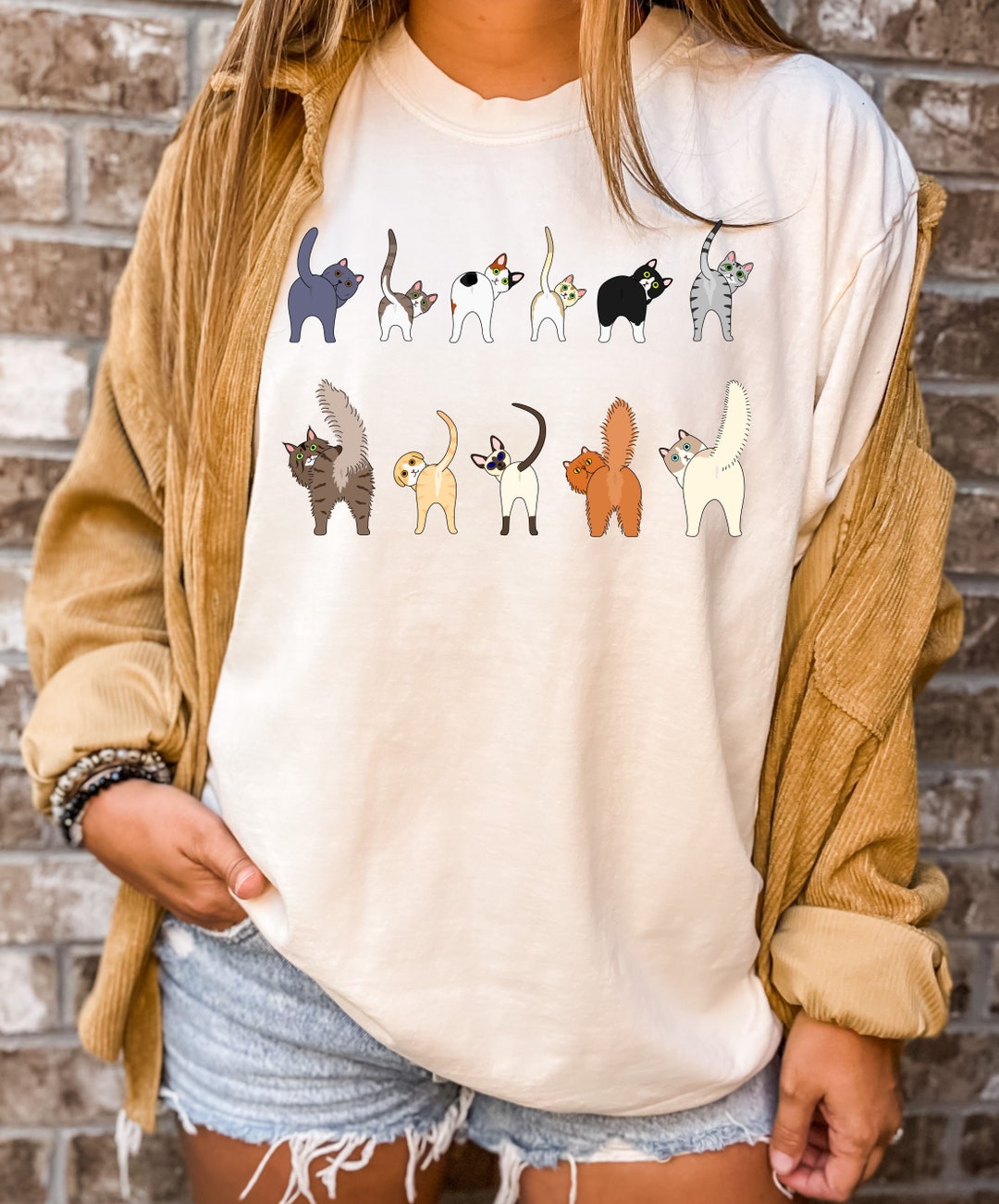 Comfort Colors Cat Tshirt,cat Butt Theme Shirt,cat Crewneck Shirt,cat ...