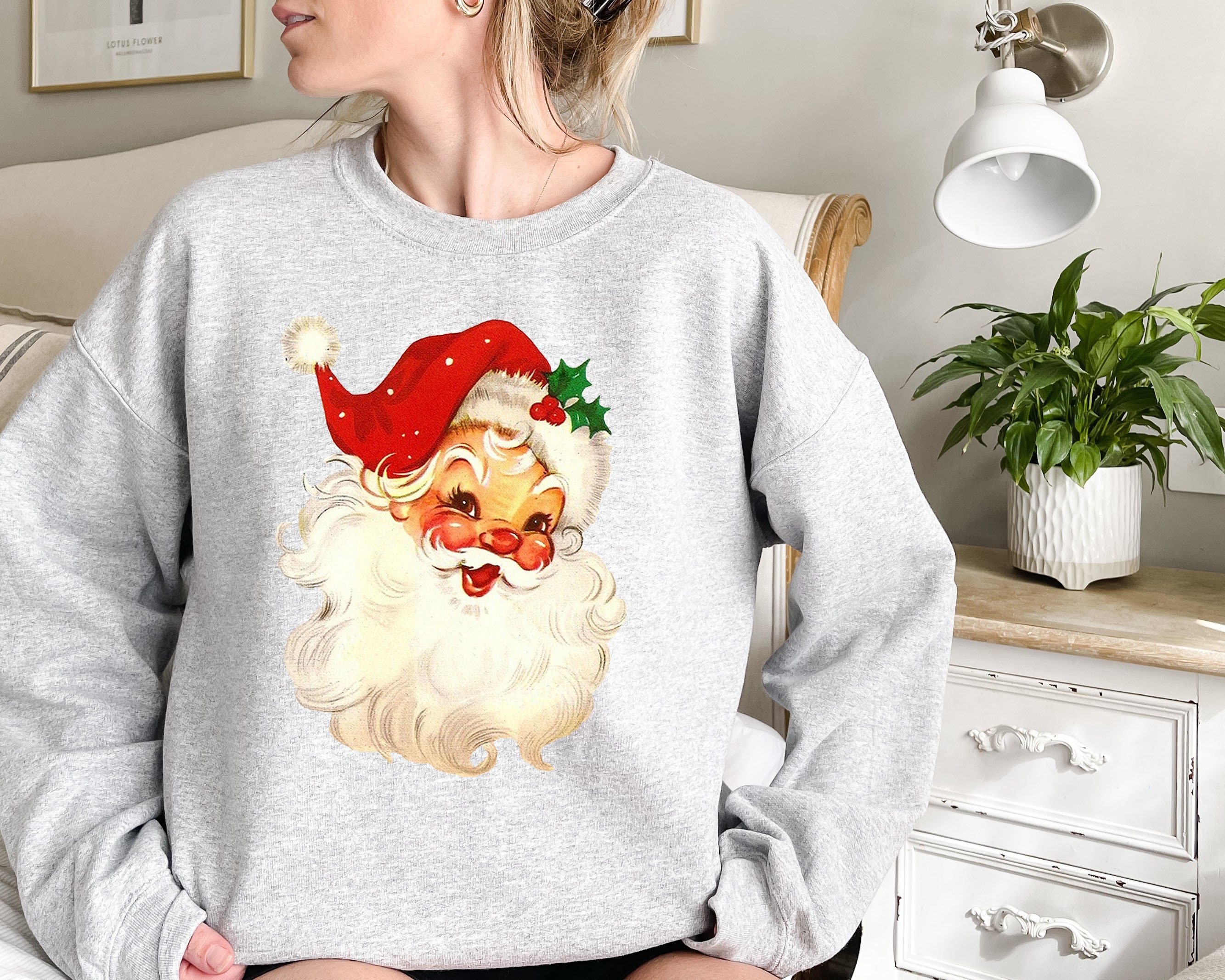 Retro Christmas Santa Sweatshirt,retro Santa Hat Sweater,vintage Santa ...