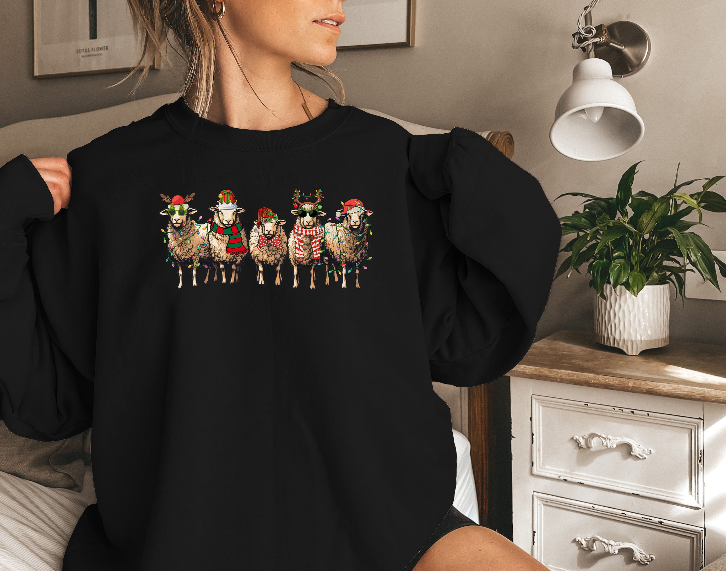 Sheep Christmas Light Sweatshirt,christmas Sheeps Sweater