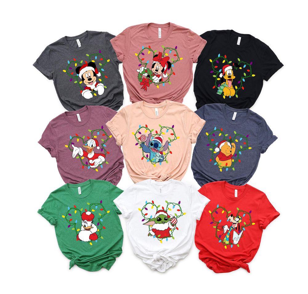 Disney Christmas Lights Tee, Christmas Lights Shirt, Disney Christmas Shirt, Disney Ears, Christmas Sweatshirt, Christmas Tee,Christmas Gift