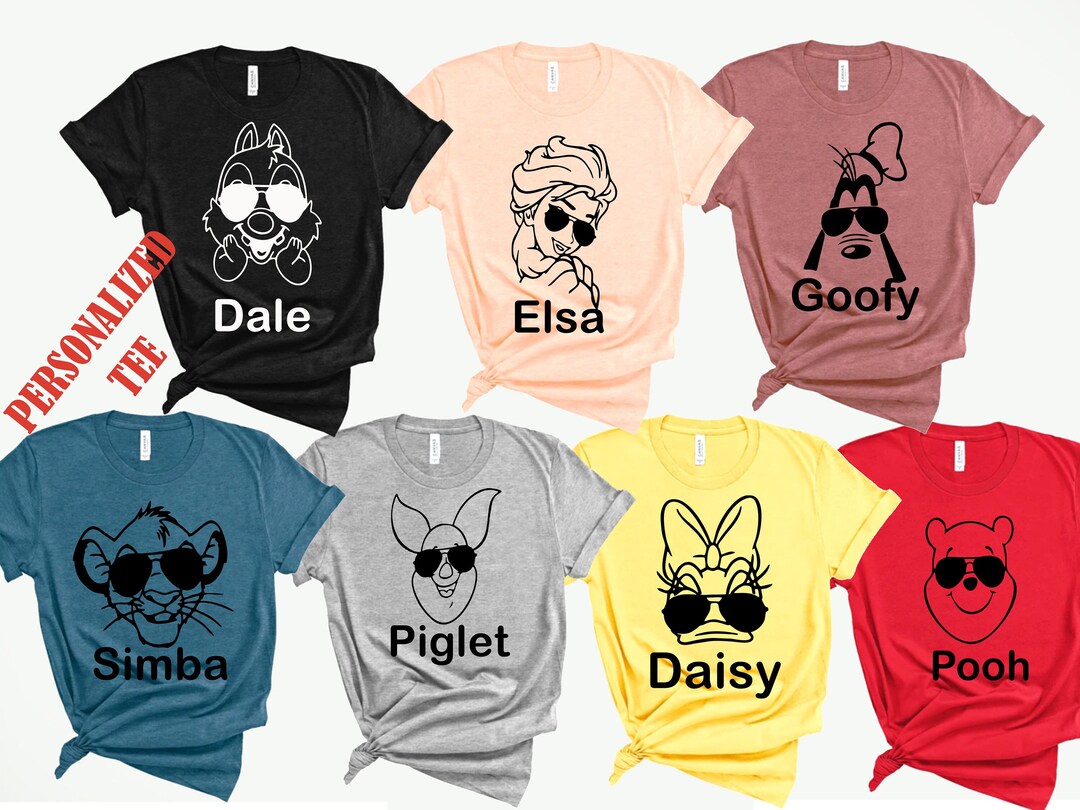 Personalized Disney Shirt, Disney Group Shirts,the Pooh, Elsa, Piglet