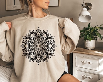 Mandala Lotus Sweatshirt - Mandala Shirt - Lotus Shirt - Flower Shirt -Yoga Shirt - Minimalist Tee - Yoga Shirt - Lotus Shirt - gift for mom