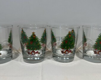 Set of four Vintage Christmas glasses/ tumblers