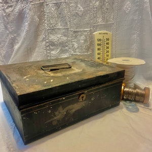 Antique metal cash/ lock box, from 1920s