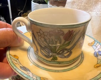 Set of four (4) Villeroy & Boch Castellina Coffee Cup and Saucer (espresso size)