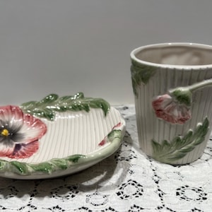 Fitz and Floyd April Flowers Collection, Dish Soap and Tumbler