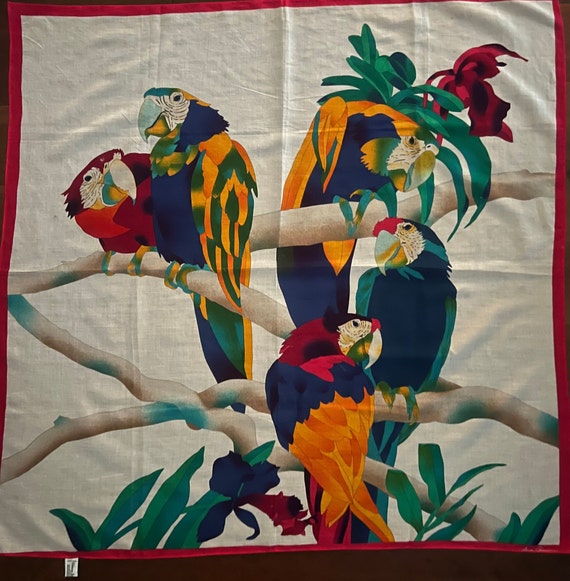 Ginnie Johansen cotton Parrot Scarf, 1987 - image 2