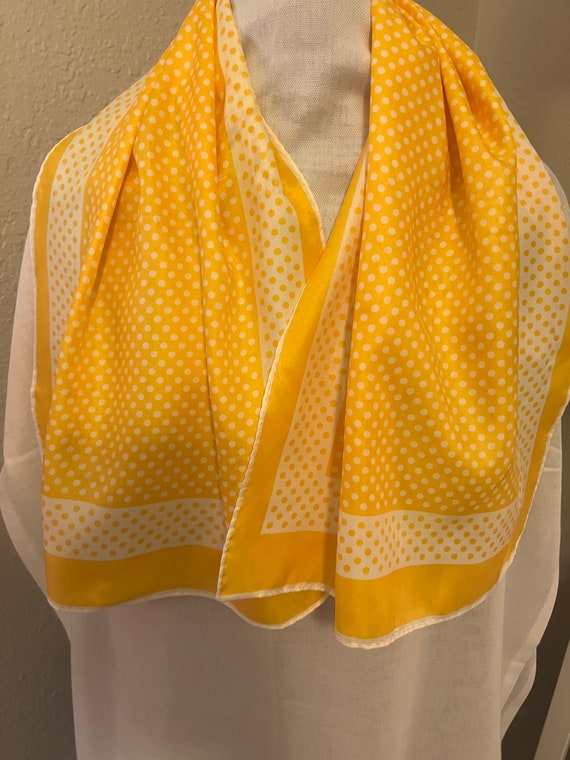 1970s yellow and white polka dot scarf - image 2