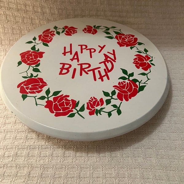 Vintage 1950s Musical Rotating "Happy Birthday" Cake Stand Plate, Made in Japan