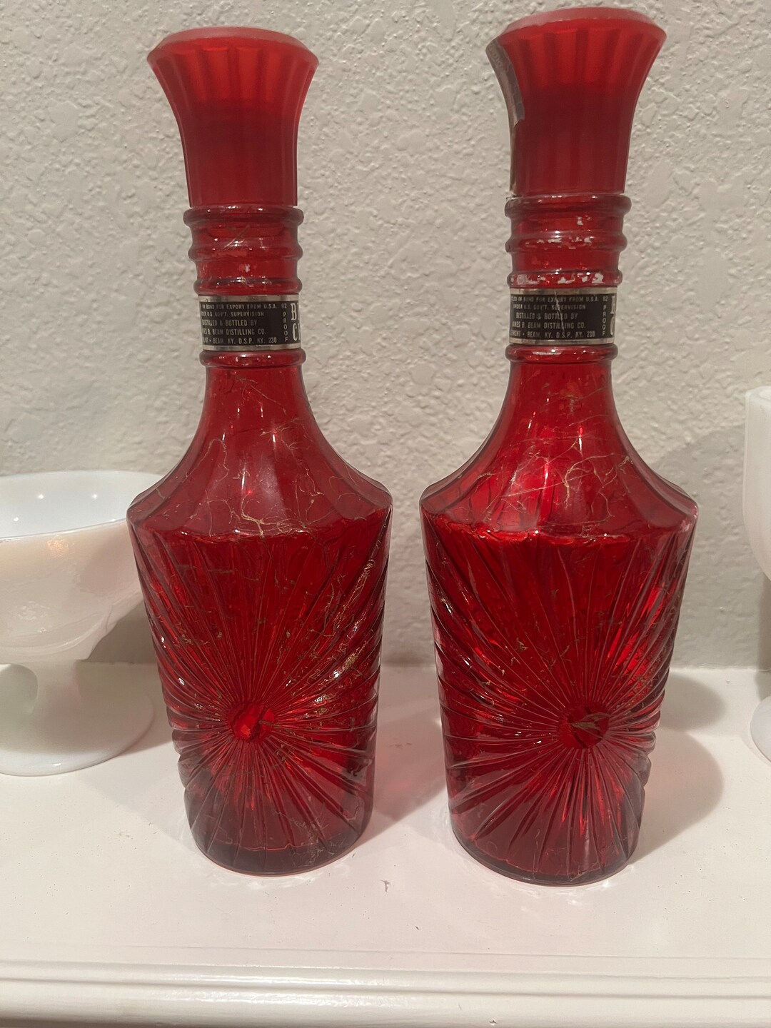 Set of Two 1974 Jim Beams Kentucky Whiskey Decanters/ Bottles, Empty Etsy
