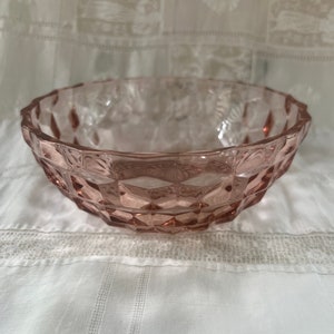 Cube pattern pink  depression glass bow by Jeanette