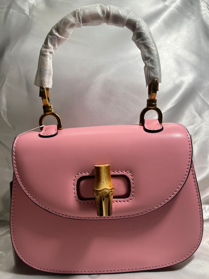 Pink Leather Crossbody Handbag image 4