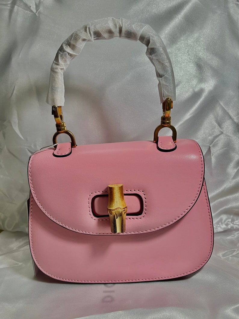 Pink Leather Crossbody Handbag image 6