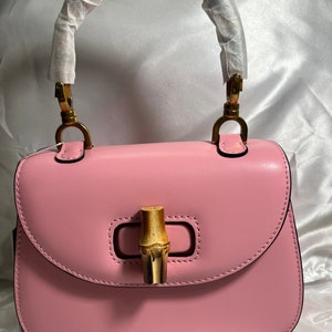 Pink Leather Crossbody Handbag image 3