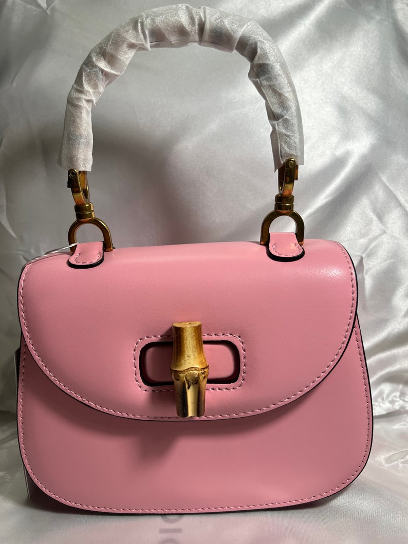 Pink Leather Crossbody Handbag image 3