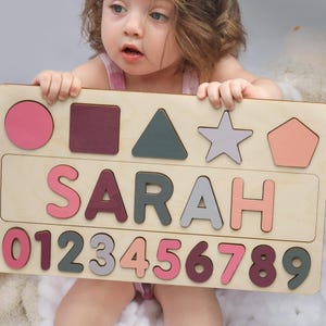 Personalized Name Puzzle | New Baby Gift | Wooden Toys | Baby Shower | Christmas Gifts for Kids | Wood Toddler | First Birthday Gift
