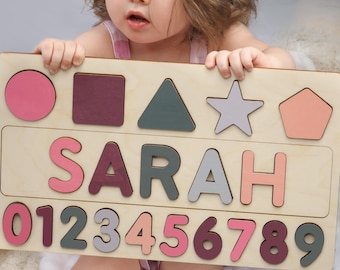 Personalized Name Puzzle | New Baby Gift | Wooden Toys | Baby Shower | Christmas Gifts for Kids | Wood Toddler | First Birthday Gift