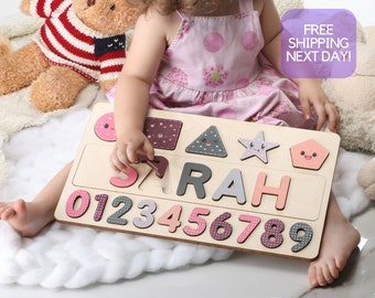 Busy Board | Wooden Name Puzzle | Gift for Kids | Name Puzzles for Toddlers | Montessori Baby Toys | First Birthday Gift | Baby Shower Gift