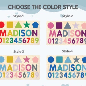 Name Busy Puzzle, Personalized Puzzle With Shapes and Number, 1st Birthday Baby Girl, Christmas Gifts, Wooden Toys, Custom Name Sign image 2
