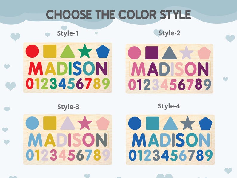 Name Busy Puzzle, Personalized Puzzle With Shapes and Number, 1st Birthday Baby Girl, Christmas Gifts, Wooden Toys, Custom Name Sign image 2