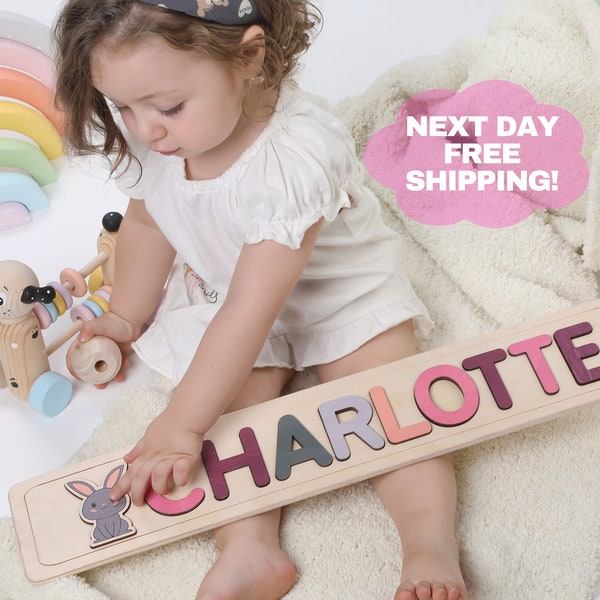 Personalized Name Puzzle | Easter Gifts for Kids | Wooden Toys | Baby Shower Gift | Custom Toddler Toys | First Birthday Gift | Baby Gift