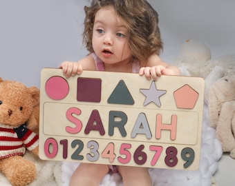 Busy Board | Wooden Name Puzzle | Gift for Kids | Name Puzzles for Toddlers | Montessori Baby Toys | First Birthday Gift | Baby Shower Gift
