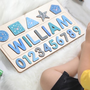 Wooden Personalized Name Puzzle | Personalized Busy Board Puzzle | Baby Girl and Boy Gifts | Kid Easter Gifts | Custom Puzzle for Baby