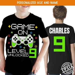 Gamer Birthday Shirt, Gaming Birthday TShirt, Video Game Birthday Party Shirt, Personalized Birthday Shirt, Custom Level Unlocked Shirt