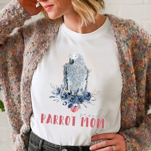 Afrikaanse grijze papegaai moeder T shirt, liefde Afrikaanse grijze mama, Gris d&#39;Afrique papegaai shirt, papegaai minnaar, Moederdag shirt, papegaai moeder cadeau