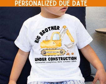 Big Brother Tshirt, Big Brother Shirt, Big Brother Under Construction, Pregnancy Announcement, Baby Reveal, Personalized Pregnancy Reveal