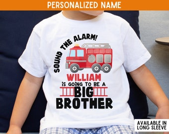 Big Brother Firetruck Shirt, Personalized Fireman Shirt, Big Brother Announcement Shirt, Pregnancy Announcement Baby Reveal Pregnancy Reveal