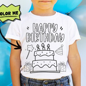 Birthday Coloring Shirt For Kids, Color Me T-shirt Activity For Children, Color In Activity Toddler T Shirt, Fun Birthday Favor Activity