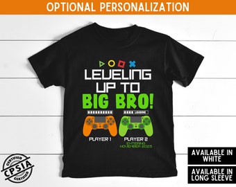 Big Brother Shirt, Leveling Up To Big Brother Personalized Shirt, Gamer Big Brother Announcement Shirt, Video Game Pregnancy Announcement