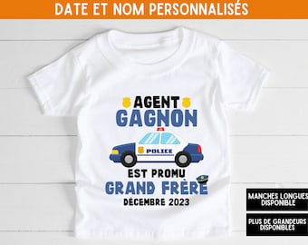 Futur Grand Frère, Cadeau Grand Frere Personnalisé, Police Big Brother Shirt, Personalized Big Brother TShirt, Custom Big Brother Tee