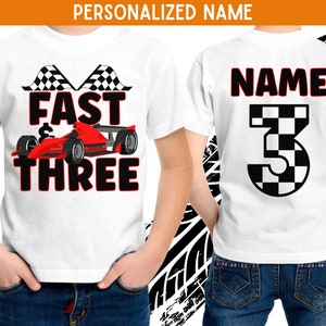Fast and Three Birthday Shirt, Race Car Birthday Shirt, 3rd Birthday T-Shirt, Race Car Birthday party, Birthday Boy Shirt, Car Birthday Tee