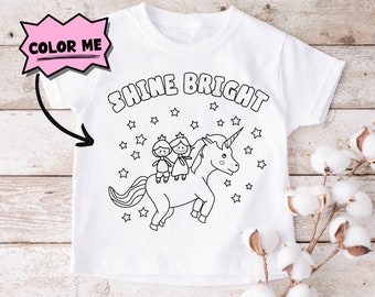 Coloring Shirt For Kids, Color Me T-shirt Activity For Children, Color In Activity Toddler T Shirt, Fun Birthday Favor, Unicorn Birthday